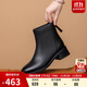 金利來(lái)（Goldlion）女鞋瘦瘦靴女秋冬顯瘦通勤短靴粗跟時(shí)裝靴 G608340041黑色38