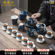 瀾春江窯霽藍(lán)麒麟整套功夫蓋碗茶具套裝陶瓷茶壺泡茶輕奢高端國潮送禮 霽藍(lán)麒麟功夫茶具套裝 【高檔禮盒裝】