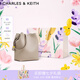 CHARLES&KEITH25夏季新品荔枝紋單肩斜挎子母水桶包七夕禮物CK2-10151504 Taupe灰褐色 M