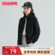 鴨鴨（YAYA）搖粒絨外套男女春秋季同款抓絨城市輕戶外休閑純色上衣衣開衫K 黑色（女款） L