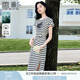 香影條紋t恤連衣裙女2025夏季新款重工亮片字母顯瘦開叉休閑裙子 米色 M