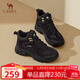 駱駝（CAMEL）工裝靴女戶(hù)外高幫鞋增高厚底休閑馬丁靴 L24A283649 黑色 37 