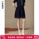 藍地（LANDI）藏藍色通勤高腰a字提花針織半身裙女短裙半裙秋新品 藏青色 L