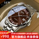 I&W CARNIVAL HWGUOJI[明星代言]瑞士品牌手表男機械表商務(wù)防水男士手表全自動機械男表 銀棕條釘|進口機芯|定制刻字