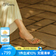 73Hours小桃同款女鞋馬德里漫步2025夏季新款法式羅馬拖鞋高跟鞋方頭涼拖 金色 （建議拍大一碼） 38