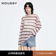 moussy 2025早秋新品休閑條紋撞色字母印花長(zhǎng)袖T恤028ISA90-1003 090粉紅色 均碼