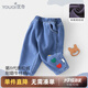 優(yōu)奇嬰兒秋冬款褲子女童冬季加絨牛仔褲寶寶冬季保暖長(zhǎng)褲兒童衣服冬裝