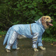 OEMG狗狗雨衣金毛拉布拉多邊牧中型大型犬四腳大狗的衣服防水全包雨披 藍(lán)銀撞色雨衣 【按扣式尾巴套】 3XL：背長(zhǎng)50CM【建議18-26斤】