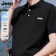 JEEP SPIRIT吉普polo衫男士t恤夏季休閑簡(jiǎn)約百搭翻領(lǐng)短袖男裝上衣服 黑色 3XL