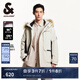 杰克·瓊斯（JACK&JONES）男裝衣服秋冬商務休閑拼色連帽中長款派克工裝大毛領羽絨服外套男 C13 羽毛灰 M 175
