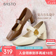 百思圖25春復(fù)古瑪麗珍鞋粗跟方頭女單鞋M1509AQ5 棕色 39