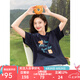 lagogo甜美寬松短袖T恤女拉谷谷2025年夏季新款純棉百搭松弛上衣 藏青色 L