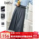 百圖betu女裝秋季新款半身裙簡約顯瘦百褶裙高腰半身裙女2308T60 深灰 L