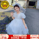 G.DUCKKIDS小黃鴨童裝女童連衣裙夏季新款公主裙兒童裙子夏天亮片網(wǎng)紗蓬蓬裙 白色+頭飾 110 建議4~5歲（100-110cm）