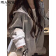 棉致美式復(fù)古拼接格子連帽外套女春秋季2025新款休閑上衣慵懶開衫衛(wèi)衣 154灰色【高品質(zhì)35.5】 L 100-120斤