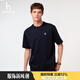 哈吉斯（HAZZYS）男女裝 夏季【PHIZ系列】情侶款復(fù)古繡花寬松圓領(lǐng)T恤 深藏青色DN -男 L （175/96A 48） （尺碼偏大）男