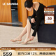 萊爾斯丹氣場女王2025春夏新款時尚百搭一字帶羊皮涼鞋女6M59905 奶茶杏 BEK 37 （235mm）