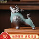 東韻堂牛擺件陶瓷辦公室桌面茶臺茶盤(pán)茶寵裝飾品送老公生日禮物男生手辦 牛氣沖天-哥窯【小號】