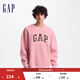 GAP男女裝仿羊羔絨貼布繡抓絨衛衣套頭上衣609065 粉色 S (165/88A) 亞洲尺碼