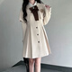 小蘭】布丁熊原創(chuàng)JK制服中長款收腰顯瘦斗篷風(fēng)衣外套女裝氣質(zhì)秋季 米白色外套 送徽章 S 70-90