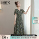 絲柏舍碎花連衣裙2025夏裝新款女裝度假風(fēng)V領(lǐng)短袖高腰中長裙