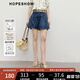 紅袖100%棉牛仔褲2025夏季新款女裝復(fù)古做舊水洗A字壓褶顯瘦百搭短褲 牛仔藍071 M