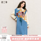 兩三事冬季針織連衣裙女2024秋冬新款毛衣裙長(cháng)款毛衣裙子花神迷宮 藍色 L