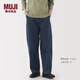 無印良品（MUJI）女式木棉混牛仔寬版錐形褲女款褲子25年春季丹寧回潮女裝 藍(lán)色 BE1XLA5S M (160/66A)