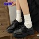 ZCVRR粗跟小皮鞋女2025年秋冬新款單鞋日系jk制服配裙子女鞋厚底樂(lè )福鞋 啞光黑 37 (235mm)