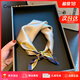 CRANTA KOMEIA圍脖絲巾女春秋季圍巾女護(hù)頸裝飾女小方巾媽媽生日七夕情人節(jié)禮物 藍(lán)邊黃色 高級感ck風(fēng)送老婆女朋友實(shí)用高檔