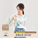 尚都比拉氣質(zhì)通勤抽象印花長袖t恤女秋季百搭圓領(lǐng)內(nèi)搭打底上衣 白色 L 