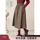 紫涵（ZIHAN）紫涵復古PU皮裙女秋季美拉德高腰松緊半身裙中長款A字裙 咖色 XL