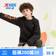 特步（XTEP）兒童童裝保暖舒適套頭衛(wèi)衣 正黑色/明火橙(加絨) 175cm
