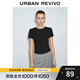 UR2025秋季新款女裝時尚修身褶皺收腰圓領(lǐng)短袖T恤UWM450063 黑色 M