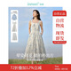 茵曼（INMAN）法式暈染女裝V領(lǐng)吊帶連衣裙2025夏季新品裙子 白底藍(lán)花 XL