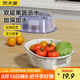 炊大皇 雙層洗菜盆瀝水籃廚房家用塑料水果盤濾水淘菜洗菜籃子 白色