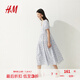 H&M女裝連衣裙2025夏季新款泡泡袖度假風(fēng)V領(lǐng)植物印花長裙1287800 白色/花卉 S 160/88