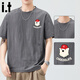:CHOCOOLATE it圓領(lǐng)休閑運(yùn)動(dòng)短袖t恤男2025夏季新款潮牌寬松體恤 深灰色 【官方正品】 L 【建議120-135斤】