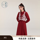紫涵（ZIHAN）紫涵無(wú)袖國(guó)風(fēng)設(shè)計(jì)馬甲長(zhǎng)袖襯衫連衣裙兩件套女2024冬季新款百搭 復(fù)古紅 S