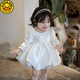 G.DUCKKIDS女寶寶周歲公主裙生日禮服花童婚紗蓬蓬裙2025春秋新款高端連衣裙 米白色 80 cm