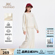 英氏（YEEHOO）女童套裝兒童衛(wèi)衣褲子兩件套秋季新款衣服休閑運動風(fēng)春秋中大童裝 云舒蝶影套裝-米白 【棉柔親膚】 165