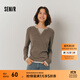 森馬（Semir）毛衣女短款假兩件含羊毛針織衫2024冬季新款修身保暖軟糯v領(lǐng)內搭 白咖色調00415 M /155/80A