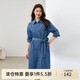 纖莉秀【時(shí)髦氣質(zhì)收腰顯瘦知性連衣裙】大碼女裝胖mm2025秋裝新款3441 牛仔藍 2XL