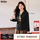 MsShe【可拆絲巾翻領(lǐng)針織小衫】大碼女裝2025秋胖mm短款長袖上衣 小衫-黑色25年11月5日到貨 2XL