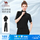 駱駝（CAMEL）休閑直筒寬松顯瘦女短袖運(yùn)動(dòng)服兩件套裝 Y25BY0L2016 幻影黑 L