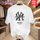 LEFT SPORTS品牌聯(lián)名圓領(lǐng)t恤夏季青少年運動短袖印花潮流套裝男休閑寬松體恤 白色H(DTY-1) M (建議體重115-135斤)
