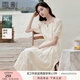 香影法式天絲連衣裙女2025夏季新款度假風(fēng)刺繡米白收腰泡泡袖裙子 米白 M 160/84A/95-110斤