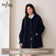 伊芙麗（eifini）伊芙麗學(xué)院風(fēng)連帽設計中長(cháng)款100%羊毛毛呢外套女2025冬裝新款 藏冬青 S