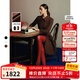 朗姿赫本風(fēng)高智法式中長(cháng)裙2025秋季新款氣質(zhì)收腰修身長(cháng)袖連衣裙 紅駝色 M