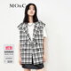 MO&Co.西裝馬甲小香風(fēng)粗花呢黑白格紋寬肩廓形外套附腰帶摩安珂 黑白格色 S 160